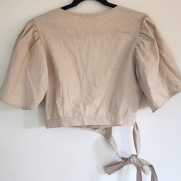 Lisa Says Gah Linen Maria Wrap Top - Picture 3 of 7